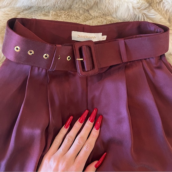 Zimmermann Wonderland Set Silk Blouse and Wide Leg Trousers - Burgundy - Picture 7 of 12